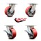 Service Caster 5 Inch Kingpinless Red Poly on Steel Wheel Swivel Caster Set with 2 Brakes SCC SCC-KP30S520-PUR-RS-2-SLB-2 - alternate 7